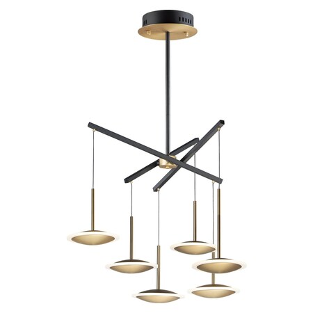 Et2 Saucer Led 6-Light Pendant E21546-90BKGLD